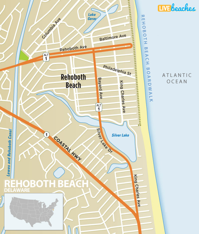 Map of Rehoboth Beach, DE