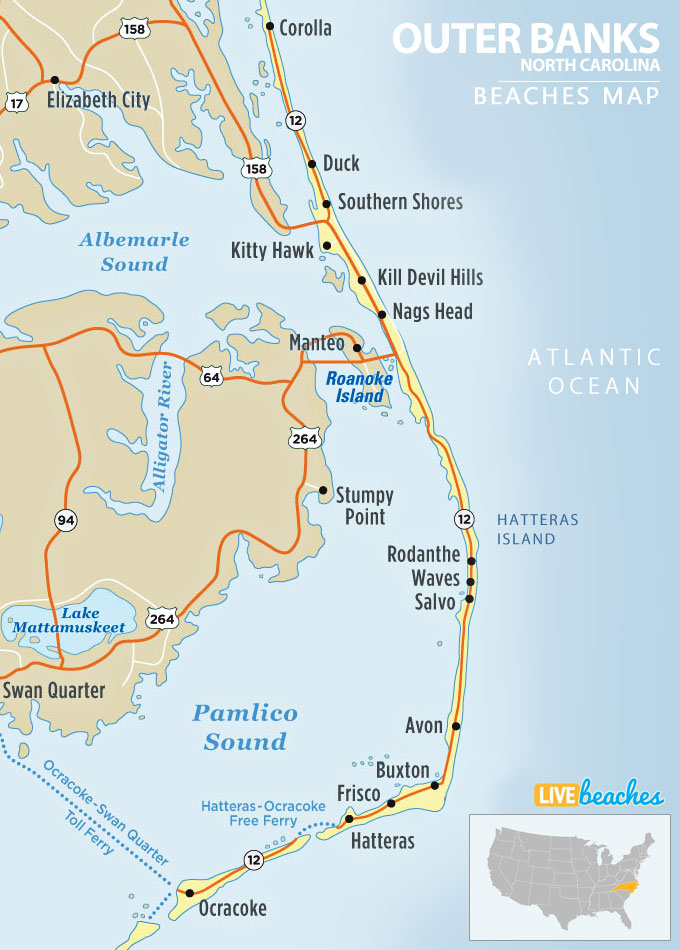 Map of Outer Banks, NC