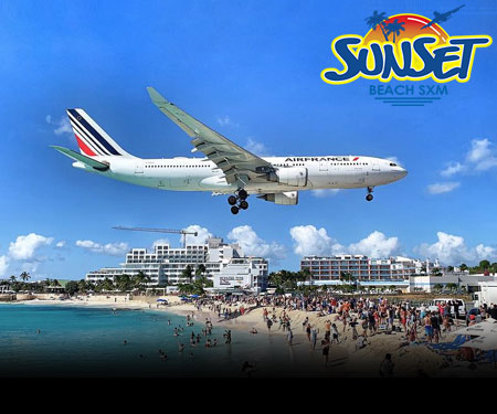 Airport Runway Live Cam from Sunset Beach Bar, Maho Beach, St Martin