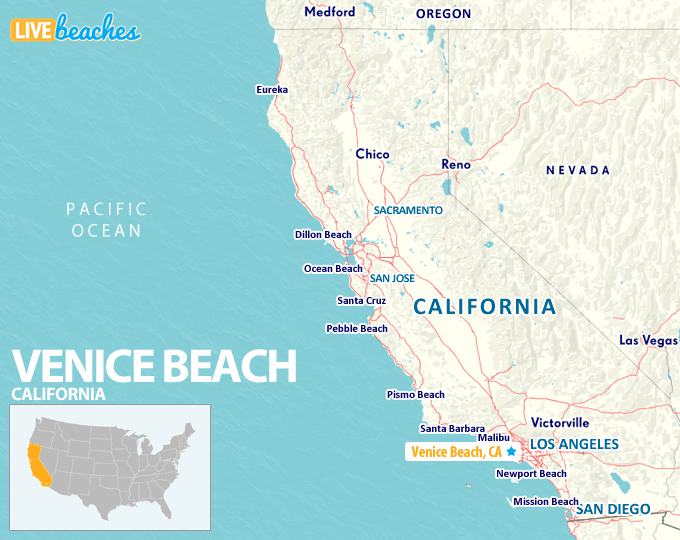 Map of Venice Beach, California - LiveBeaches.com