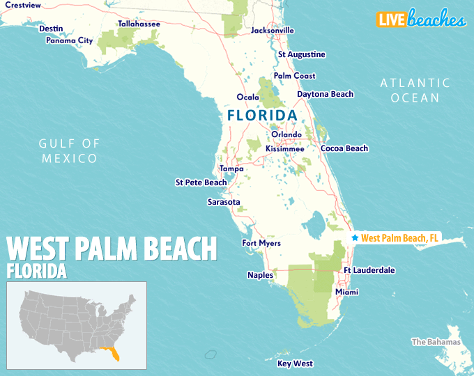 Map of West Palm Beach, Florida - LiveBeaches.com
