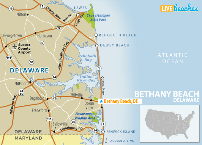 Map of Bethany Beach, Delaware