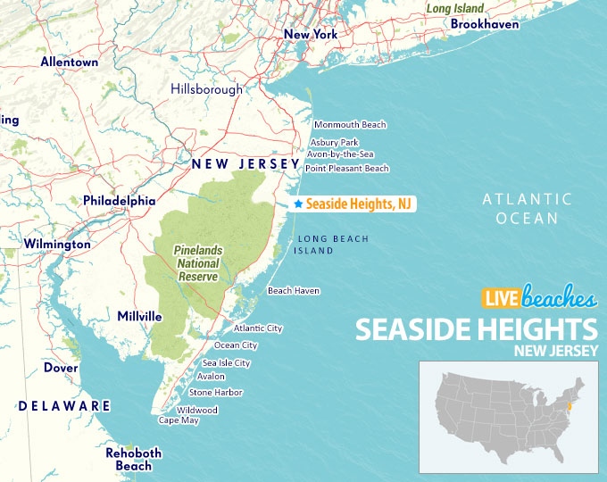 Map of Seaside Heights, New Jersey - LiveBeaches.com