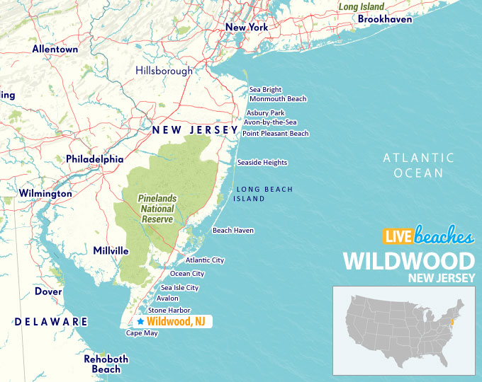 Wildwood New Jersey Map - LiveBeaches.com