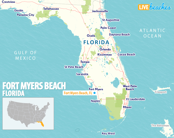 Map Fort Myers Beach, Florida - LiveBeaches.com