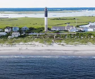 Oak Island, NC Aerial Tour in 4k, Lighthouse Beaches