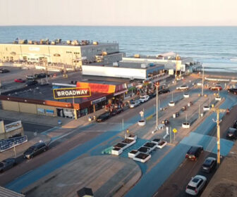 Flyover Downtown Salisbury Beach, MA Broadway