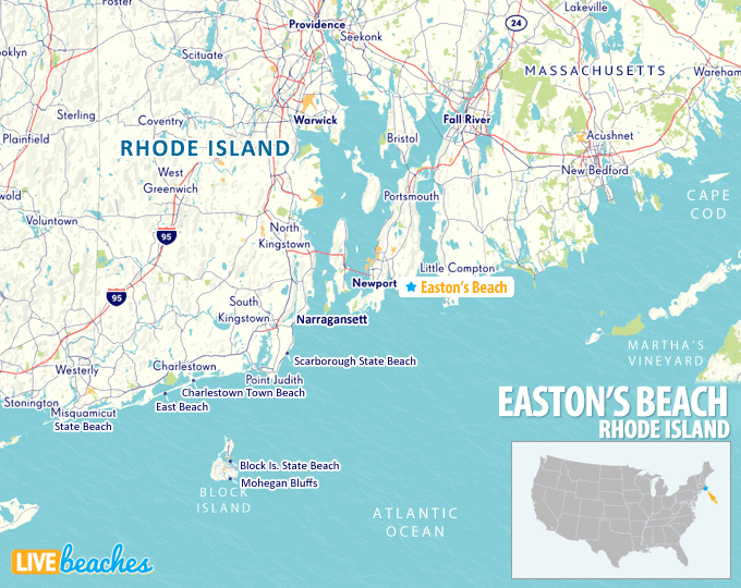 Map of Easton Beach, Rhode Island - LiveBeaches.com