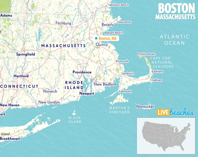 Map of Boston, Massachusetts - LiveBeaches.com