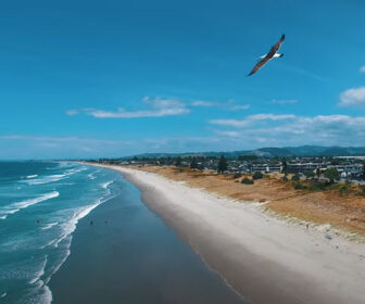 Drone Aerial Flyover Tour of Mount Maunganui New Zealand