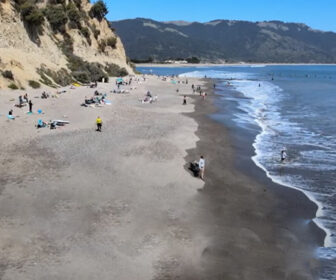 Bolinas Beach, California, scenic views, aerial drone video